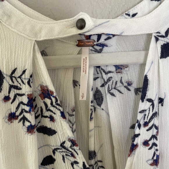 Free People Tree Swing Tank Top Size Small Ivory Sleeveless Mini Dress Floral - Picture 7 of 10